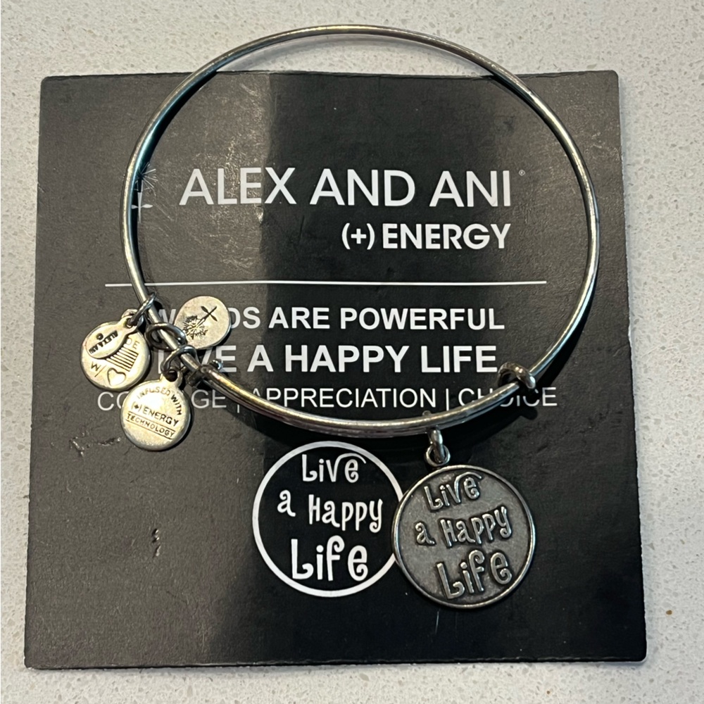 Alex and Ani Silver “Live a Happy Life” Bangle